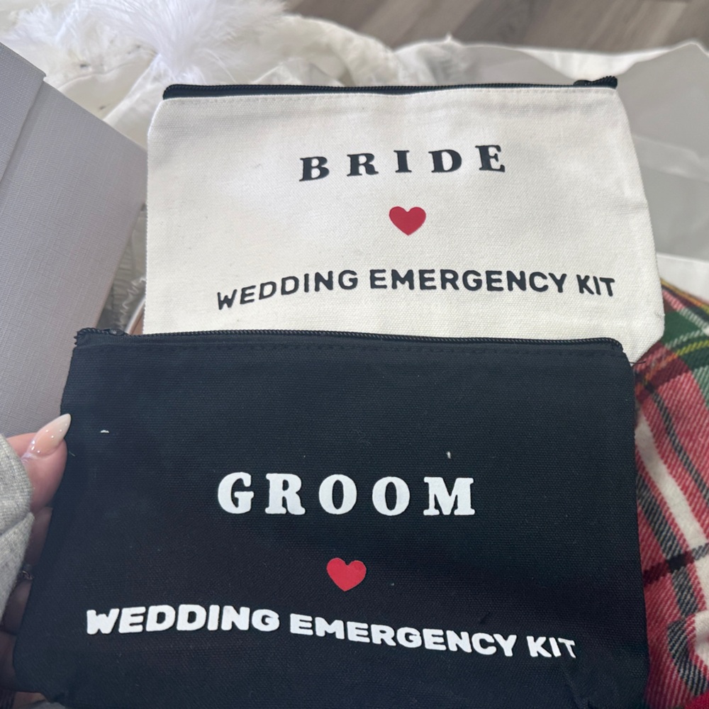 Bride and Groom Wedding Emergency Kit Pouches